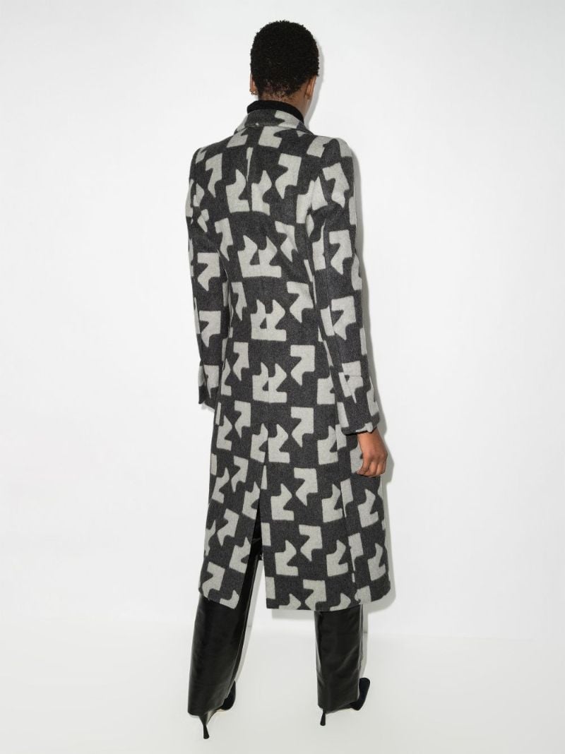 Geometric Pattern Wool Coat
