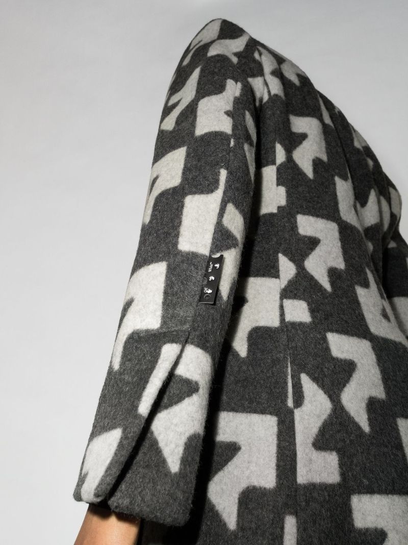 Geometric Pattern Wool Coat