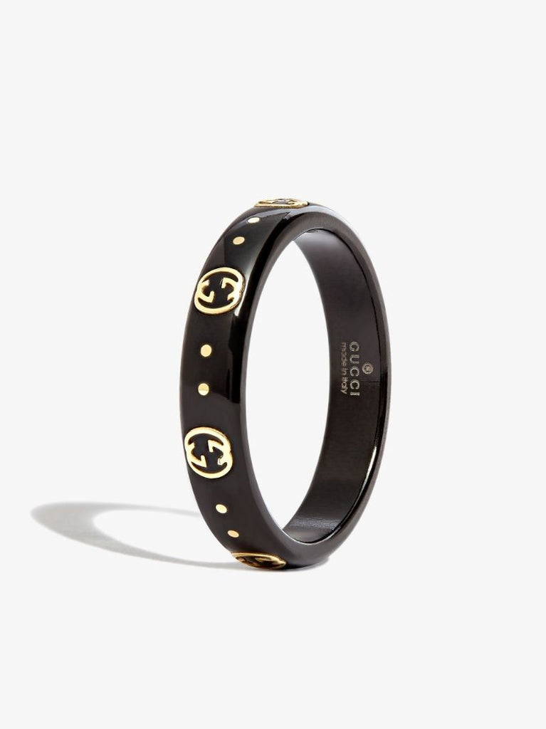 Gcci Blk 18k Yg Gg Logo Rng