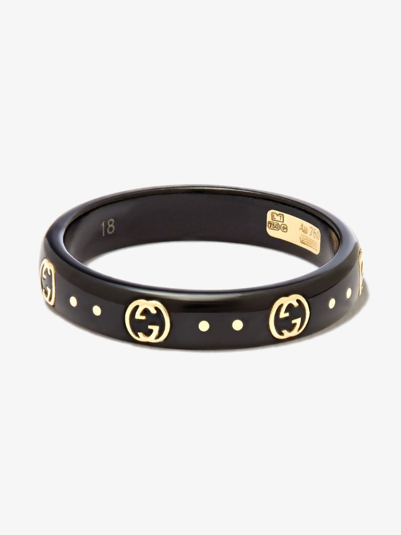 Gcci Blk 18k Yg Gg Logo Rng