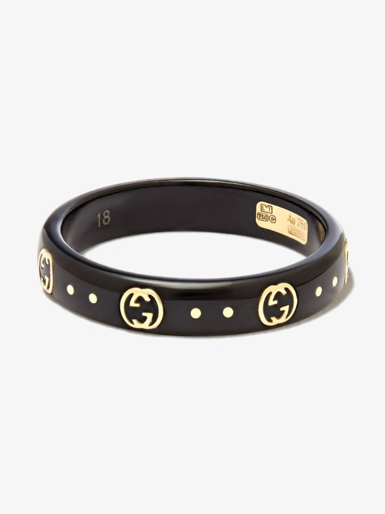 Gcci Blk 18k Yg Gg Logo Rng