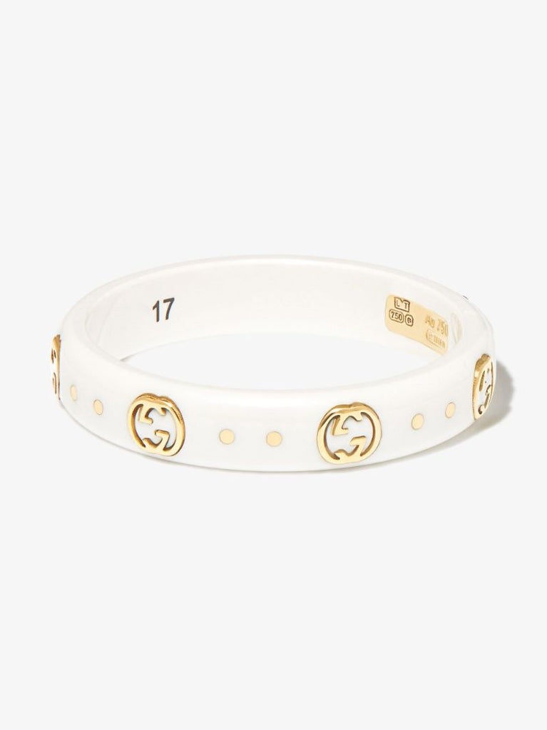 Gcci Wht 18k Yg Gg Logo Rng
