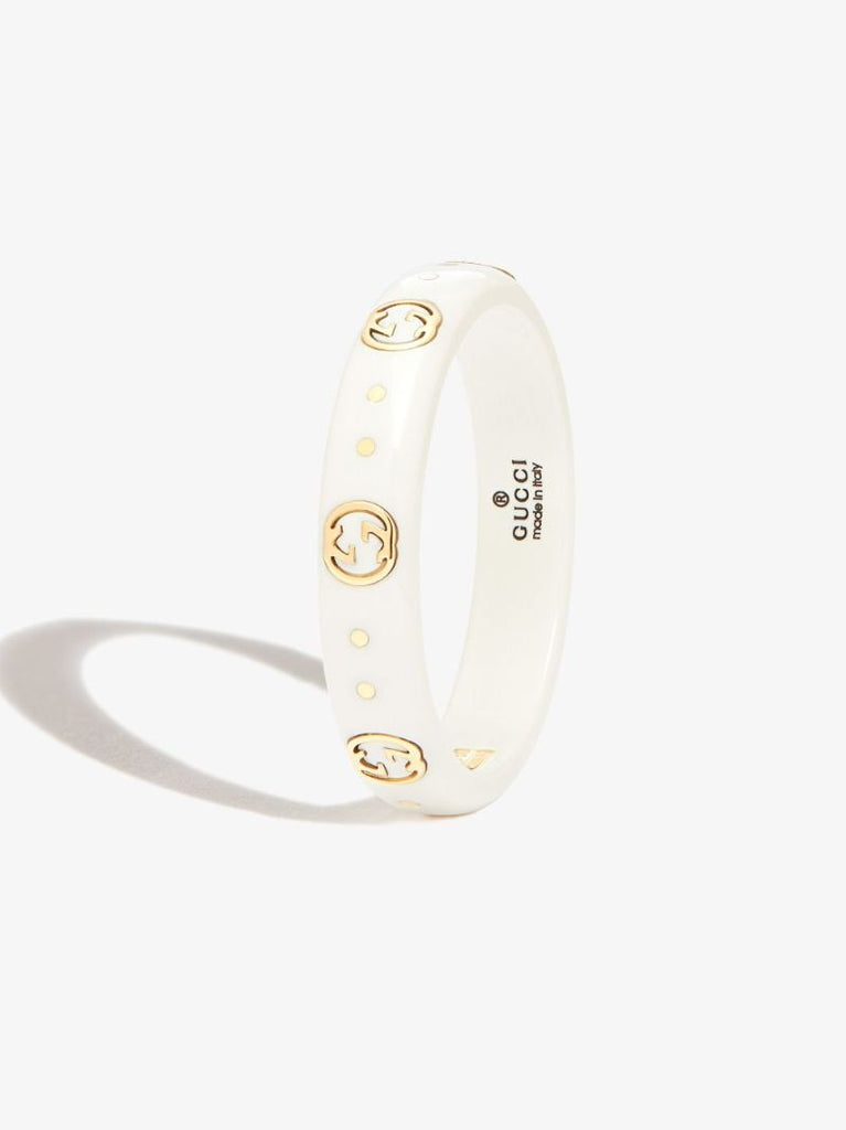 Gcci Wht 18k Yg Gg Logo Rng