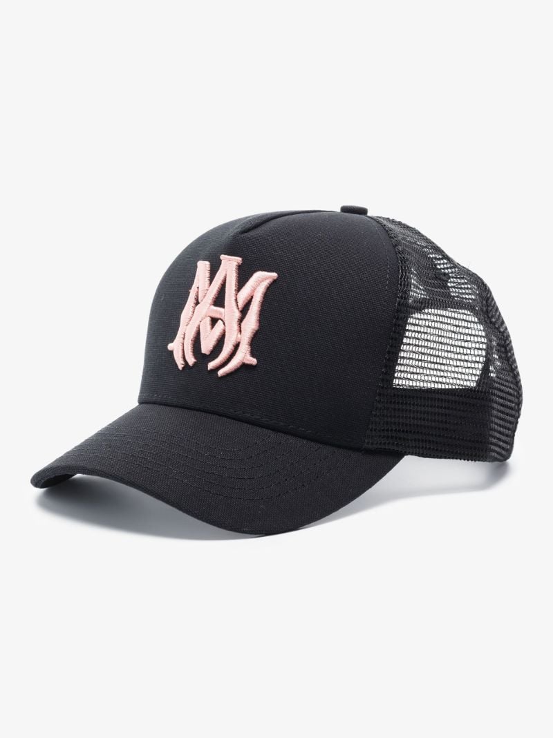 Black Logo Embroidered Cotton Trucker Hat