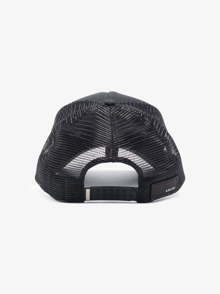 Black Logo Embroidered Cotton Trucker Hat