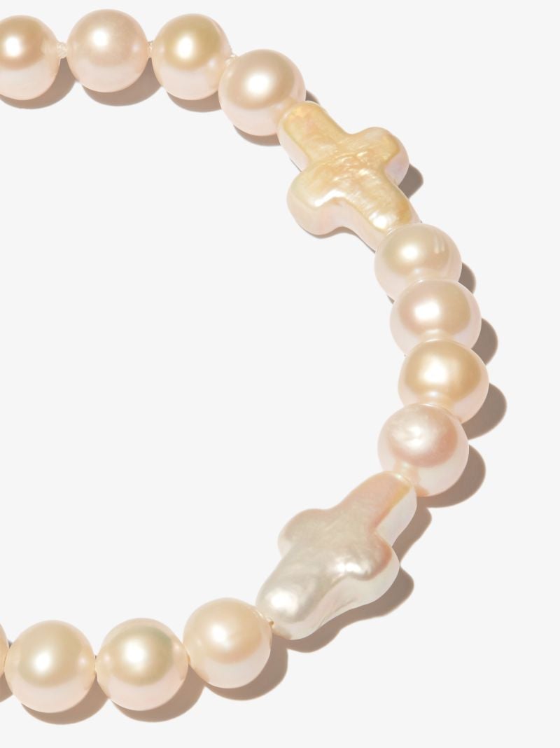 Sterling Silver Cross Pearl Bracelet