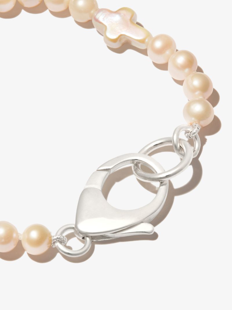 Sterling Silver Cross Pearl Bracelet