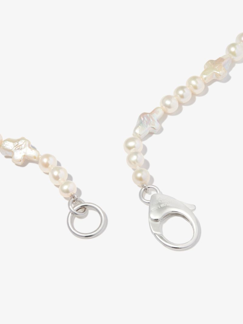 Sterling Silver Cross Pearl Necklace