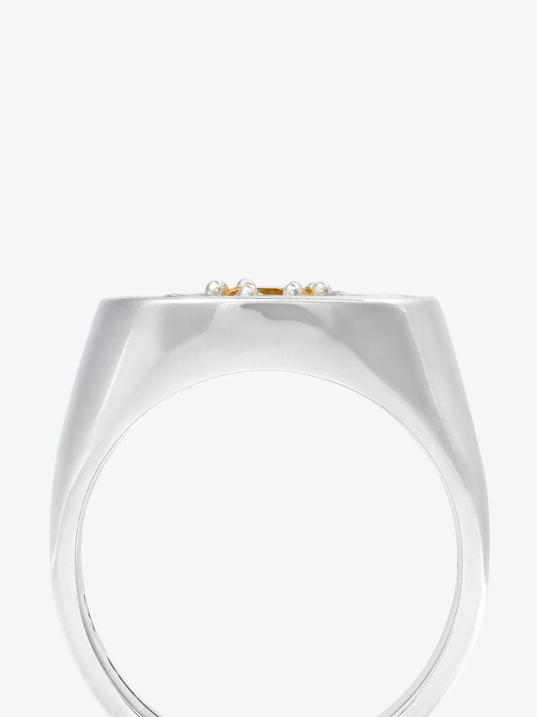 Sterling Silver Crystal Flower Signet Ring