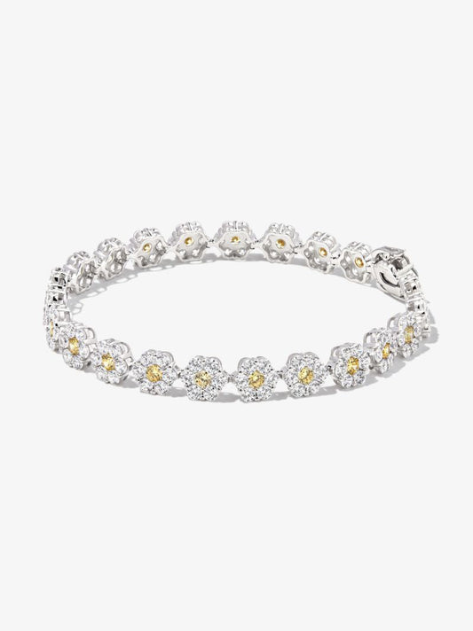 Sterling Silver Crystal Flower Tennis Bracelet