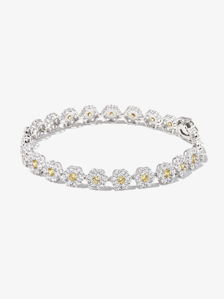Sterling Silver Crystal Flower Tennis Bracelet