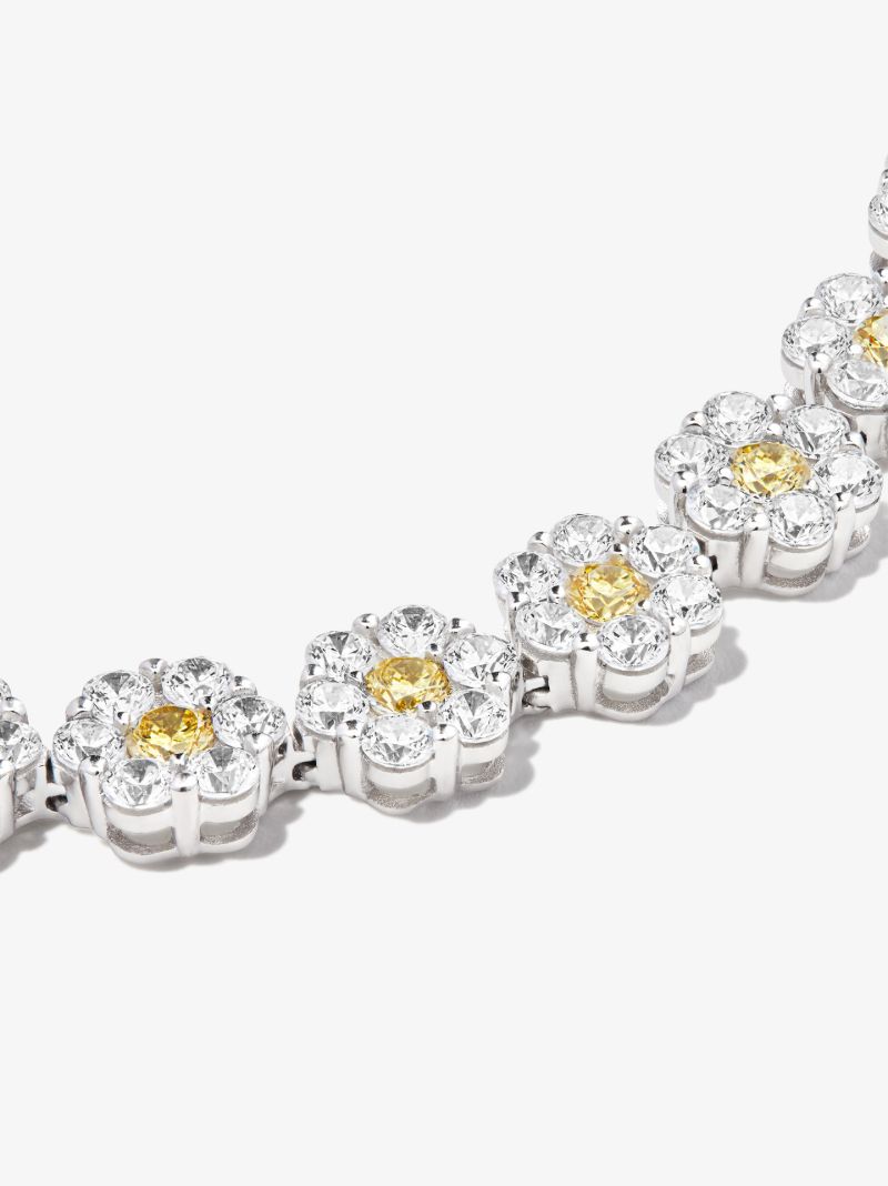 Sterling Silver Crystal Flower Tennis Bracelet
