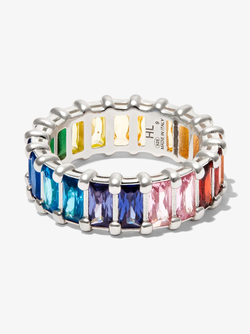 Sterling Silver Rainbow Crystal Eternity Ring