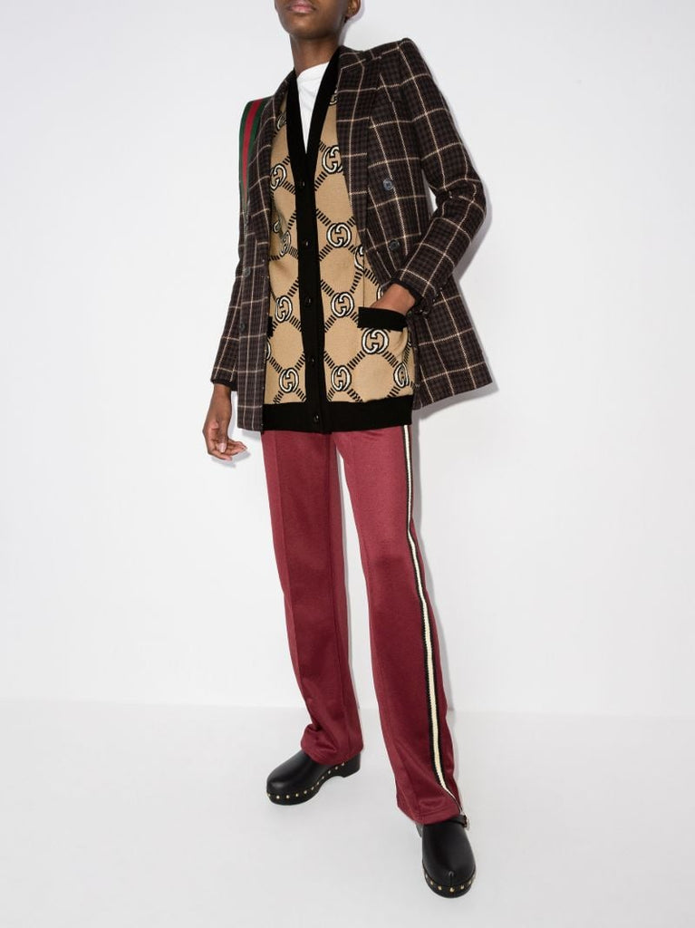 Neutral Interlocking Gg Reversible Wool Cardigan