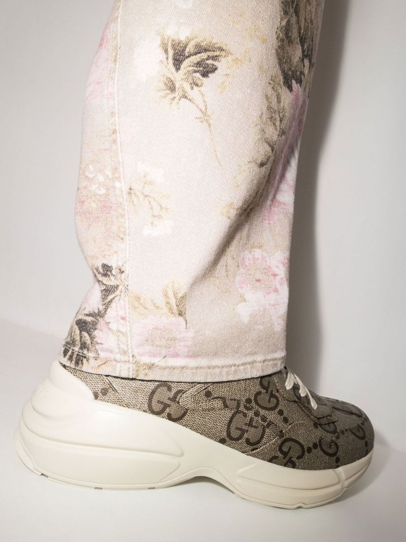 Neutral Gg Rhyton Jacquard Sneakers