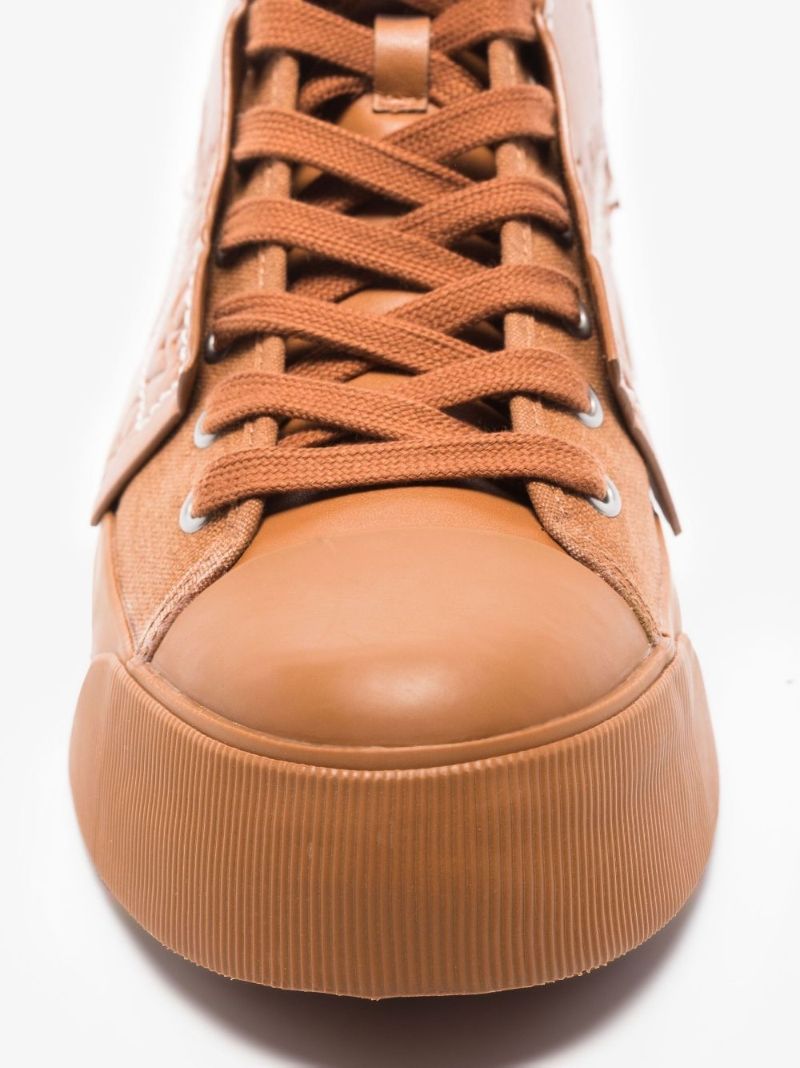 Brown High Top Leather Sneakers