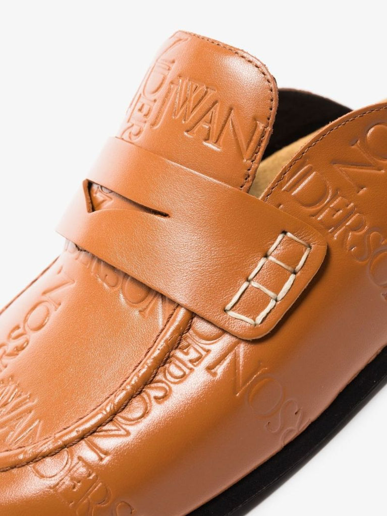 Brown Logo Leather Loafers