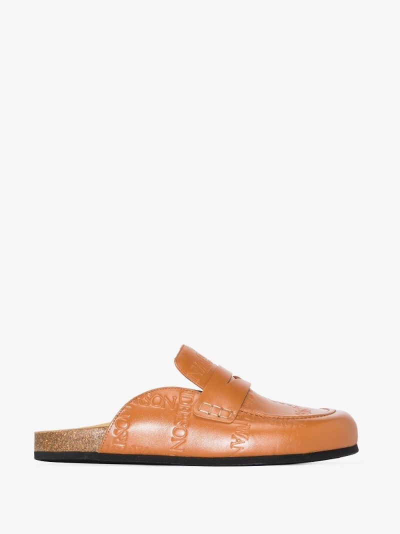 Brown Logo Leather Loafers