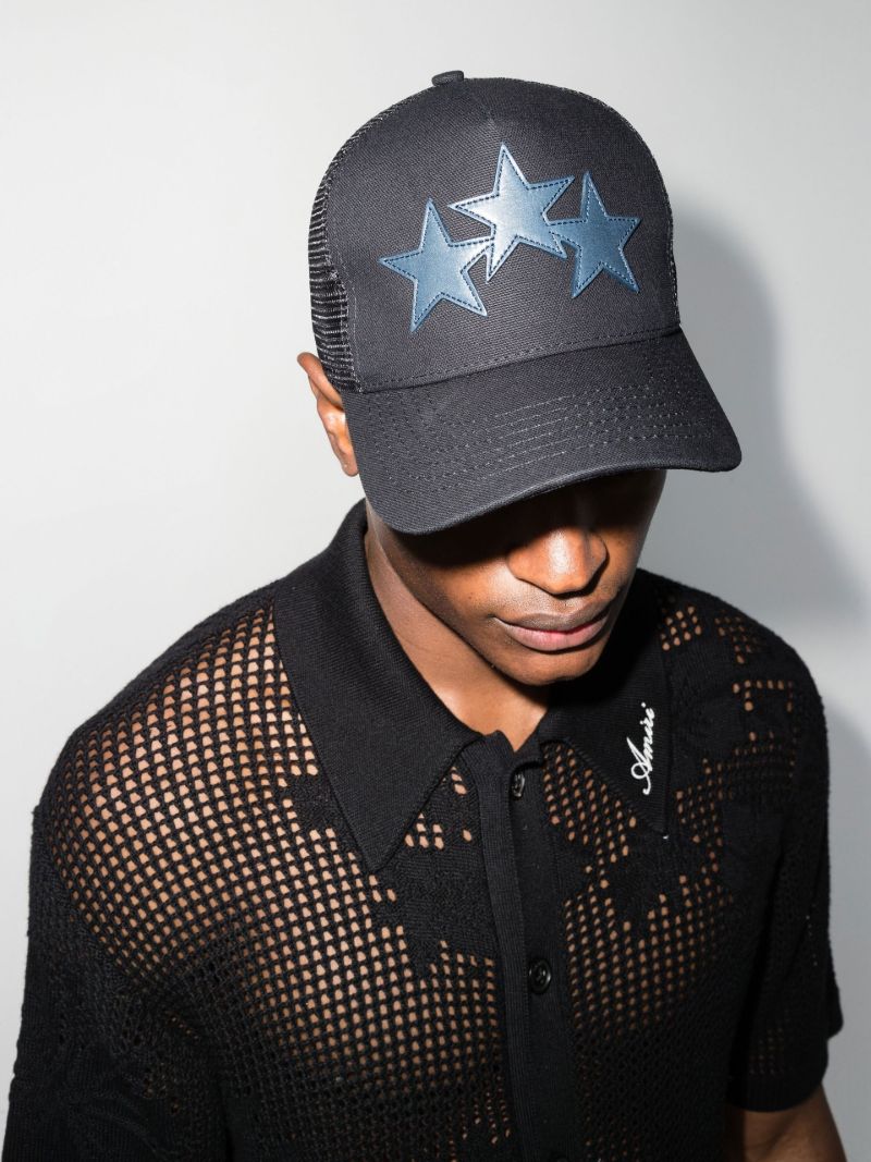 Black Three Star Trucker Hat