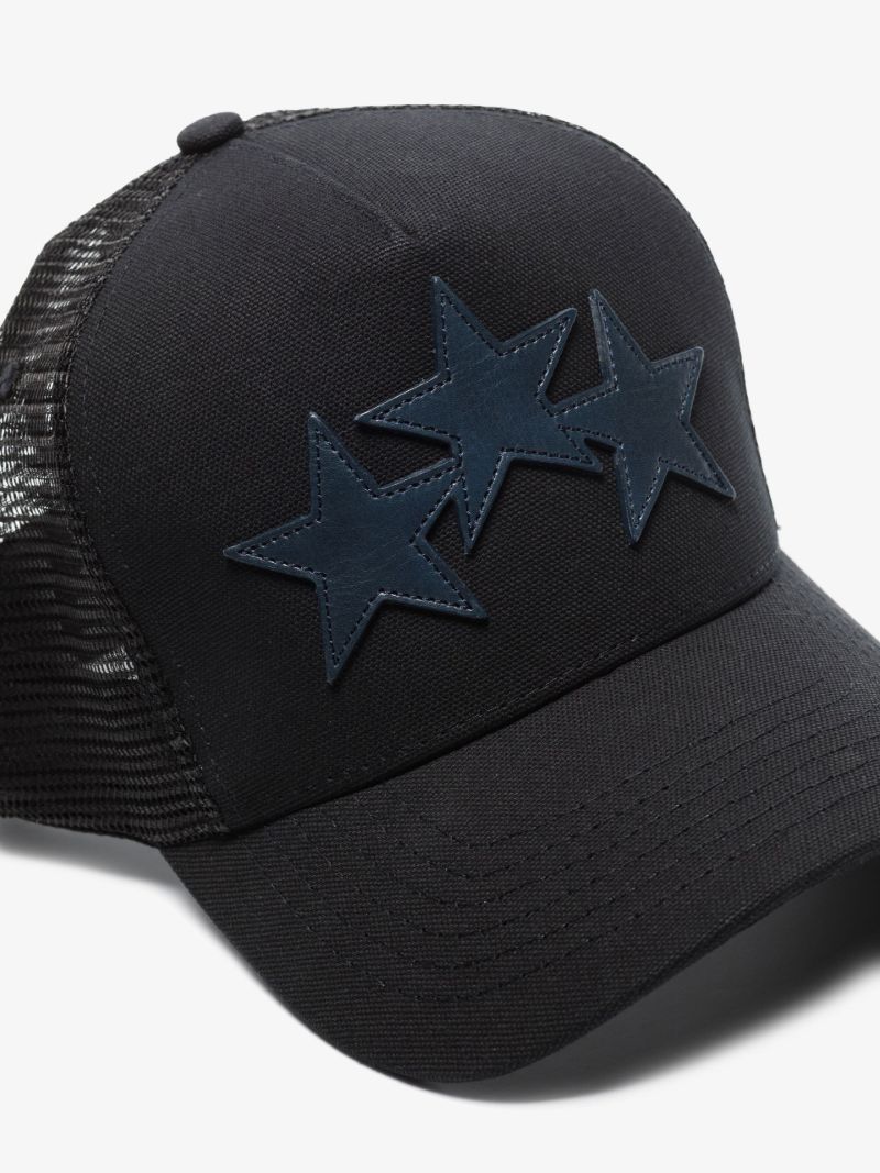 Black Three Star Trucker Hat