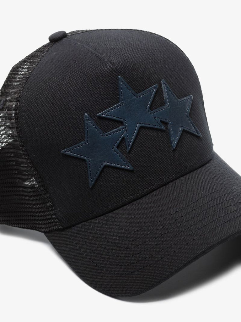 Black Three Star Trucker Hat