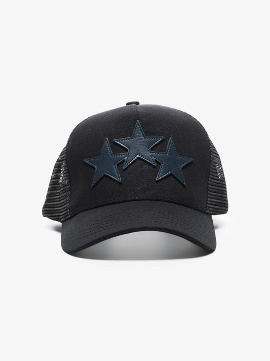 Black Three Star Trucker Hat