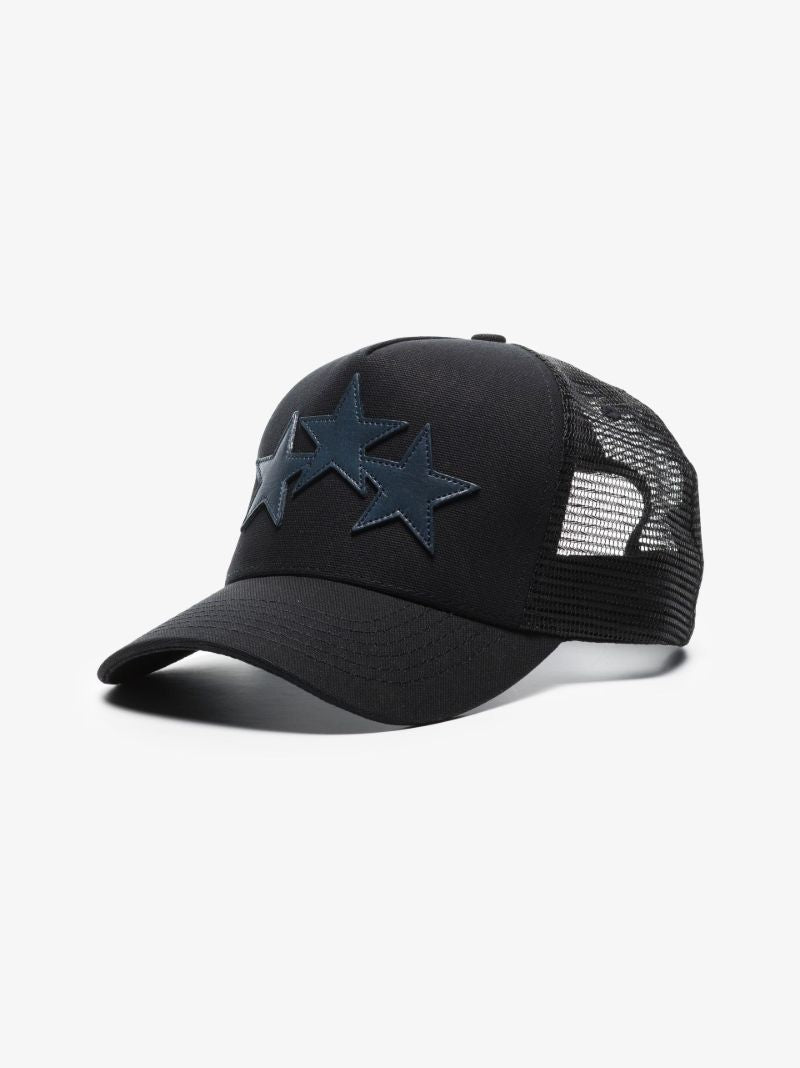 Black Three Star Trucker Hat