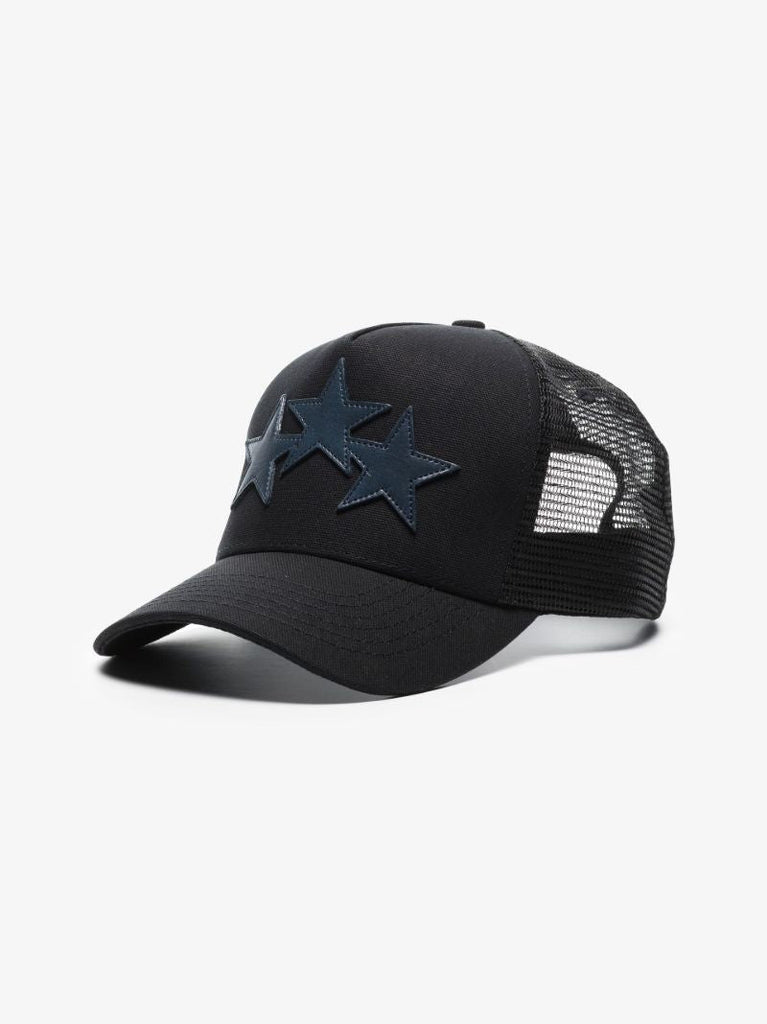 Black Three Star Trucker Hat