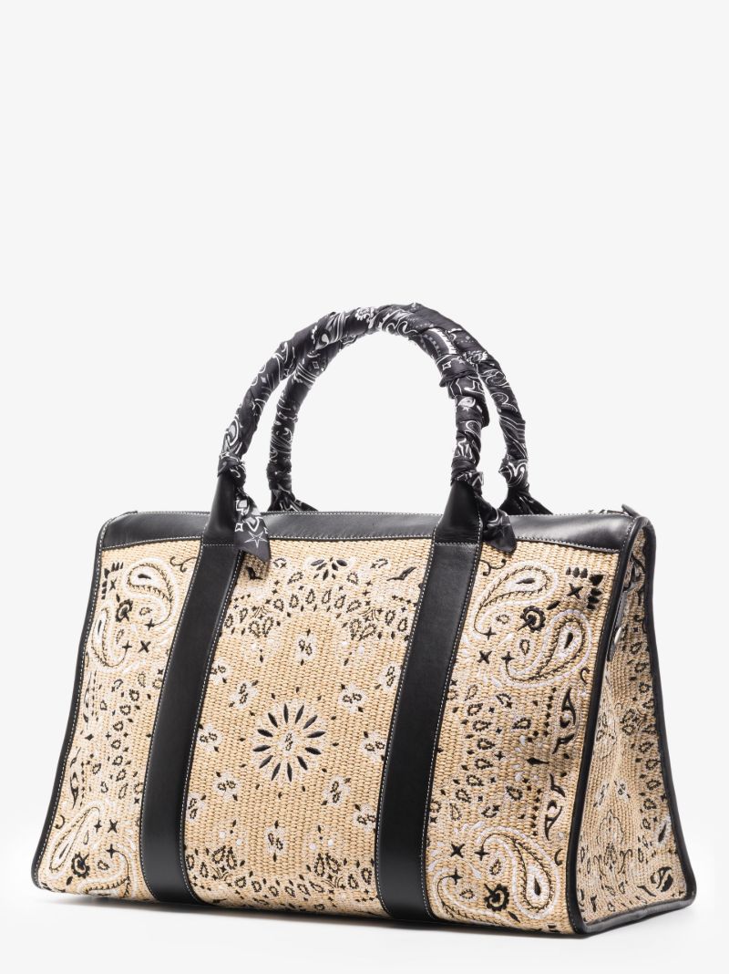 Neutral Raffia Bandana Print Weekend Bag