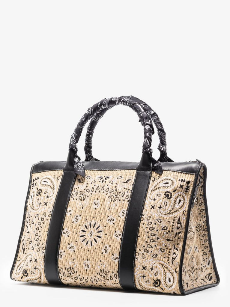 Neutral Raffia Bandana Print Weekend Bag