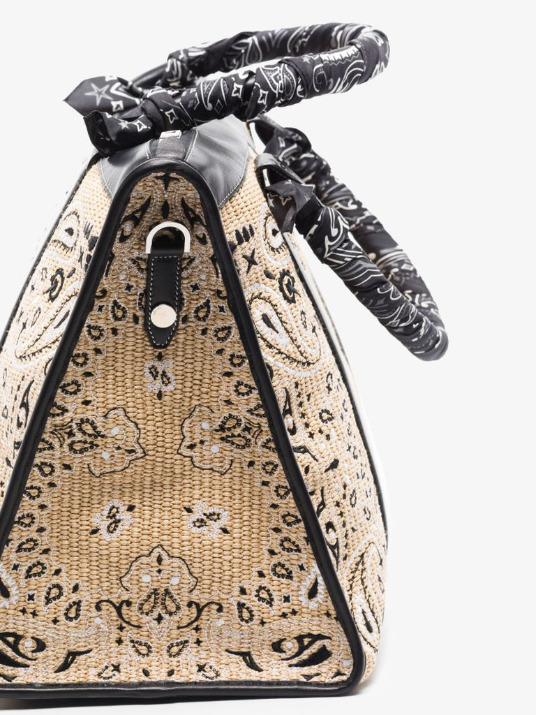 Neutral Raffia Bandana Print Weekend Bag
