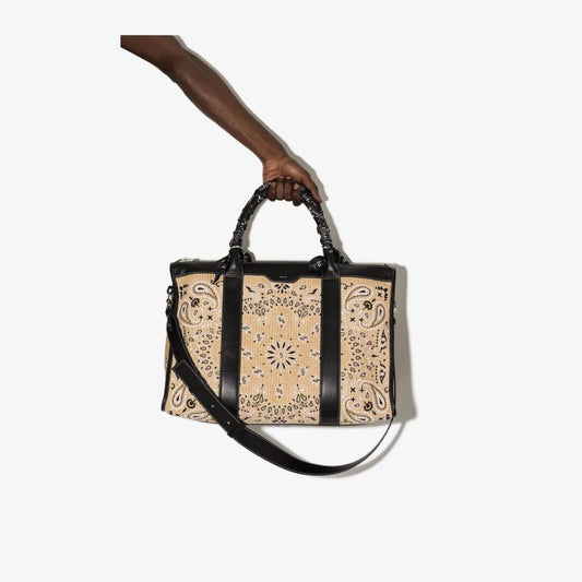 Neutral Raffia Bandana Print Weekend Bag
