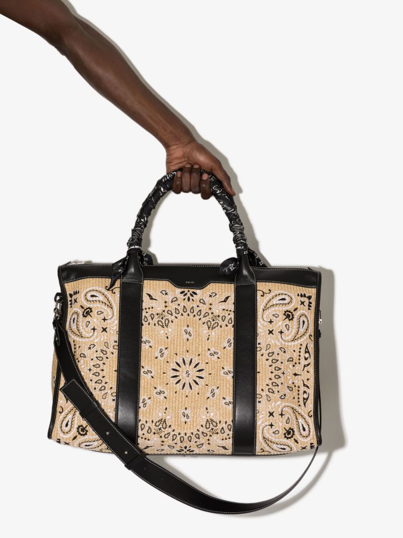 Neutral Raffia Bandana Print Weekend Bag