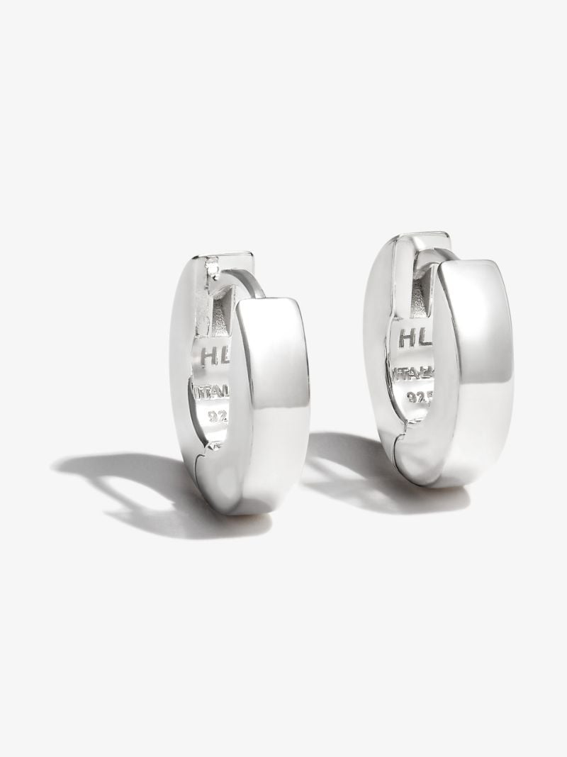 Sterling Silver Edge Huggie Earrings