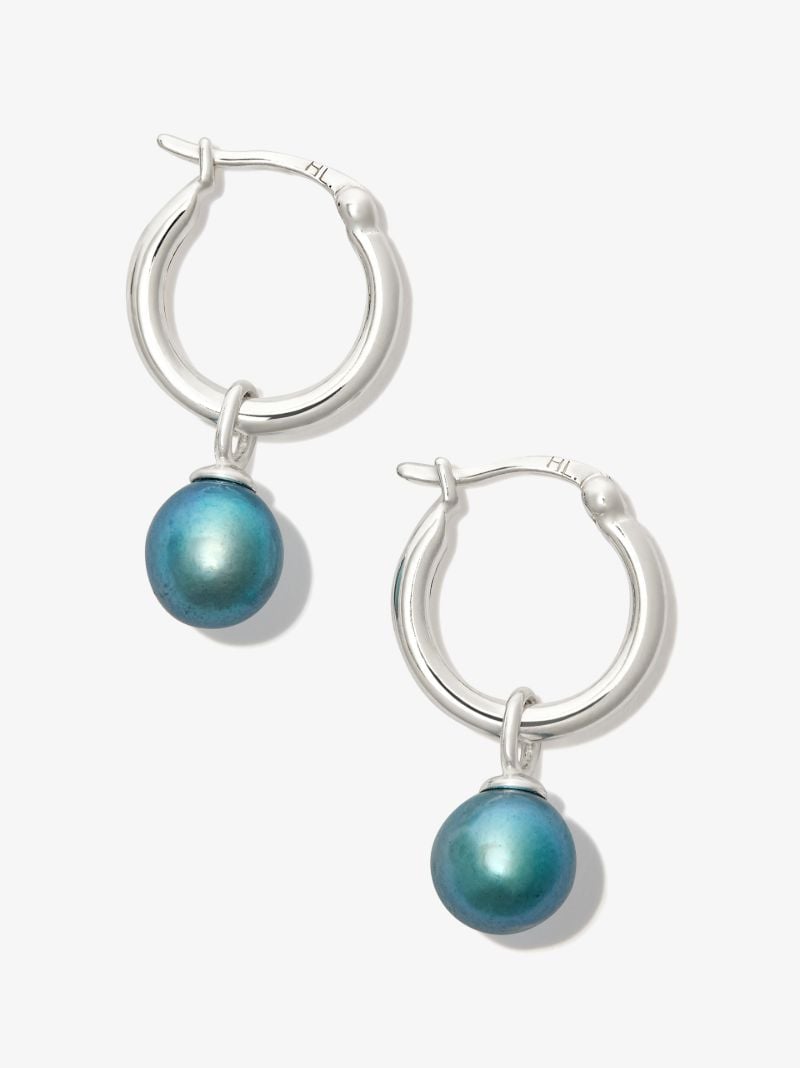 Sterling Silver Pearl Drop Hoop Earrings