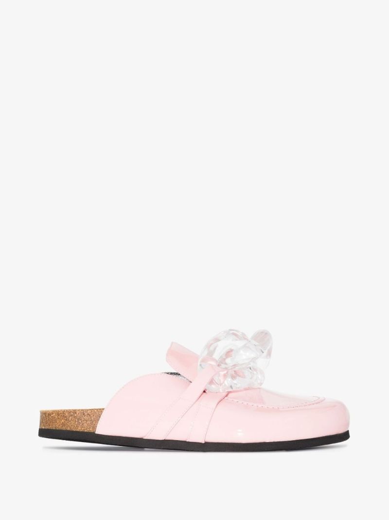 Pink Chain Patent Leather Loafers