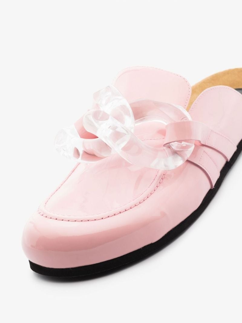 Pink Chain Patent Leather Loafers