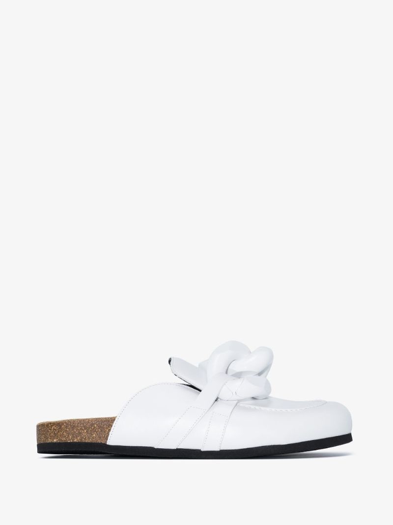 White Chain Leather Loafers