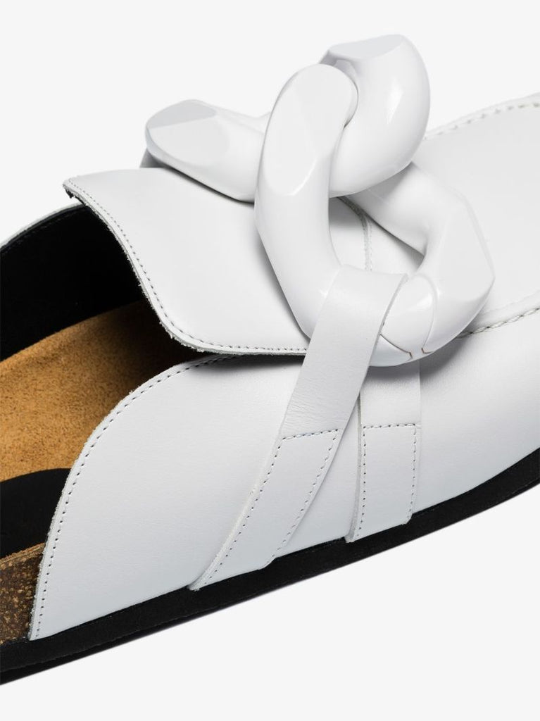 White Chain Leather Loafers