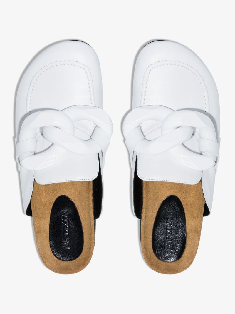 White Chain Leather Loafers
