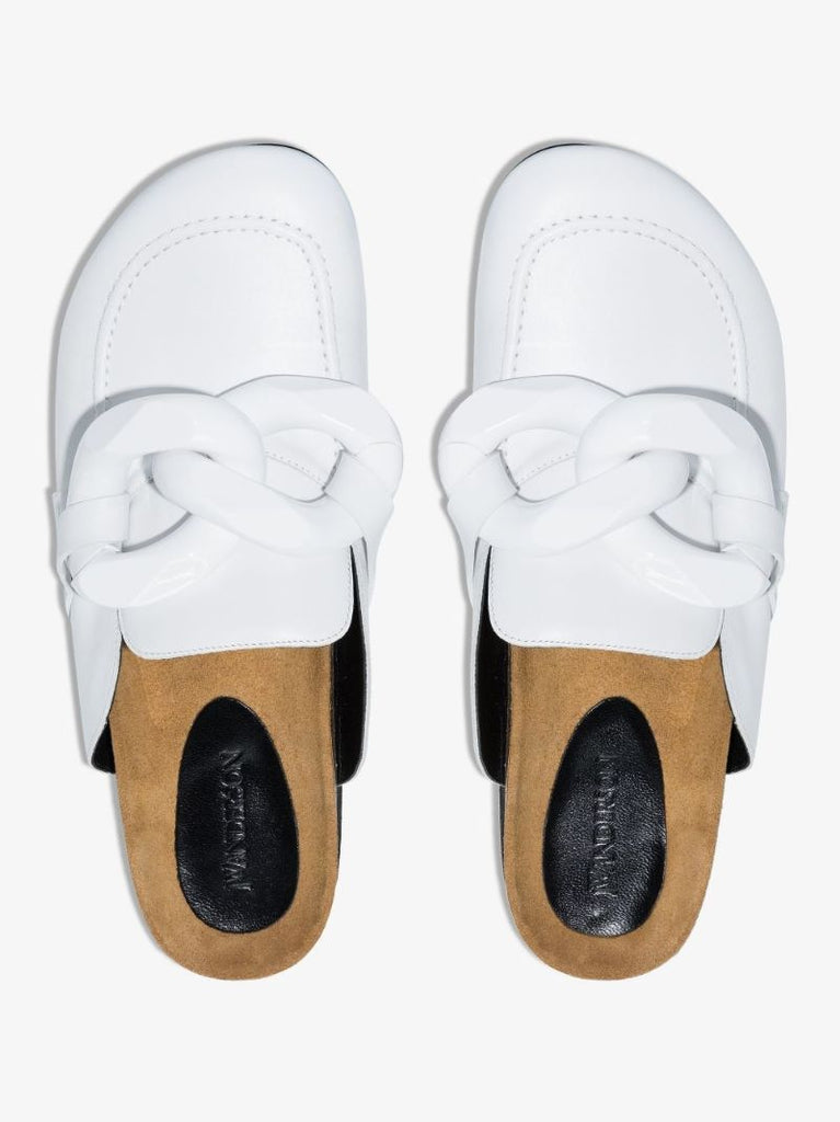 White Chain Leather Loafers