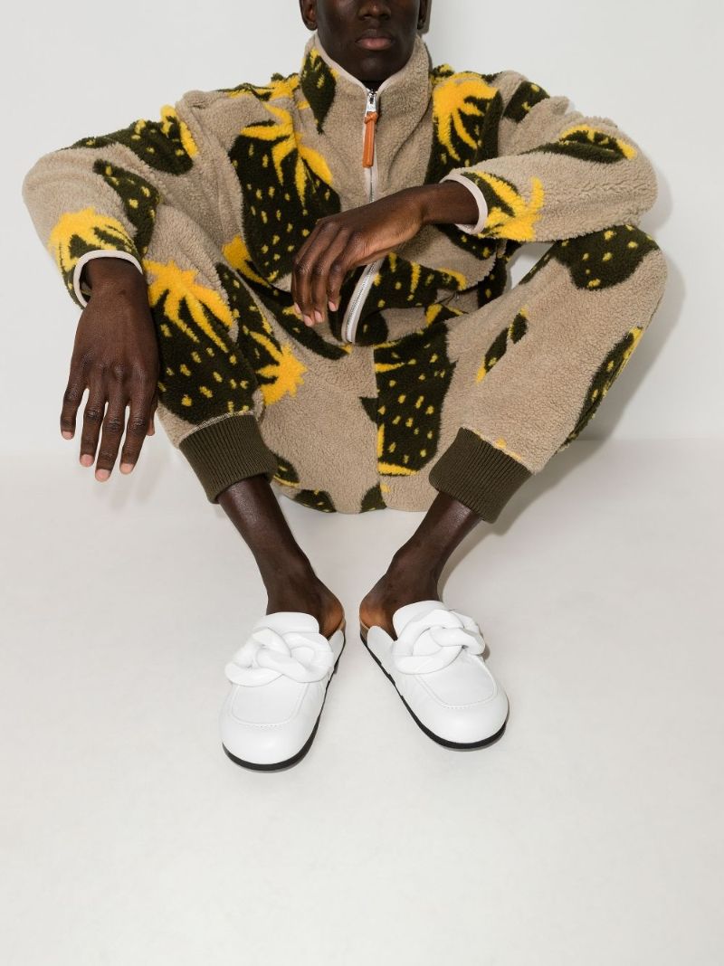 White Chain Leather Loafers