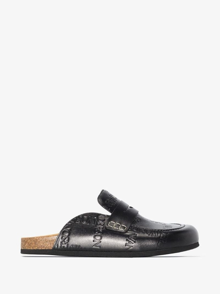 Black Logo Leather Loafers