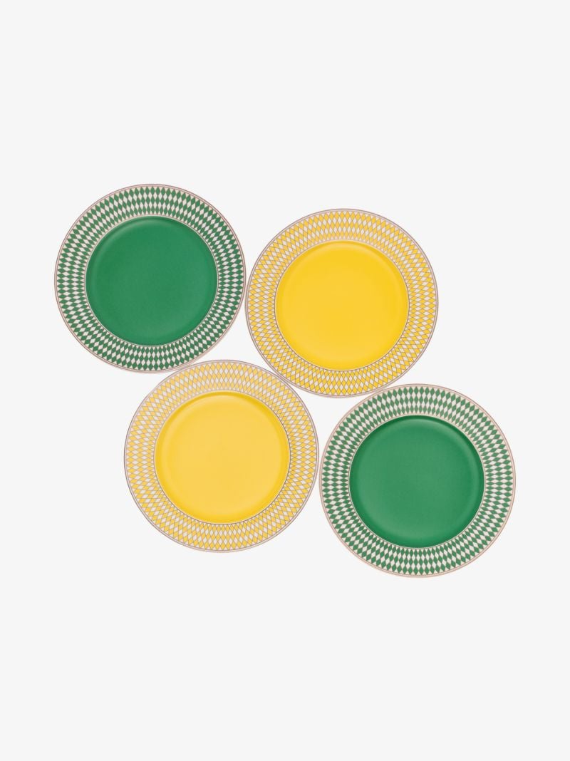 Green and Yellow Chess Side Plate Set