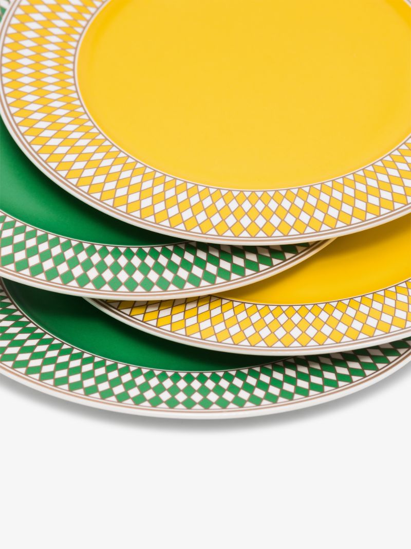 Green and Yellow Chess Side Plate Set