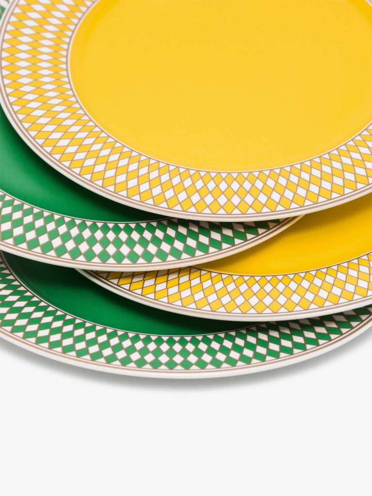 Green and Yellow Chess Side Plate Set