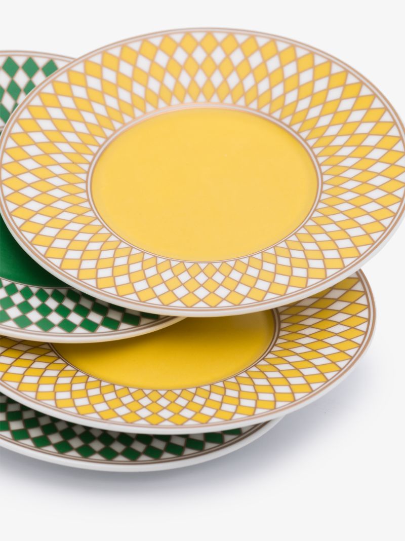 Green and Yellow Chess Espresso Cup Set