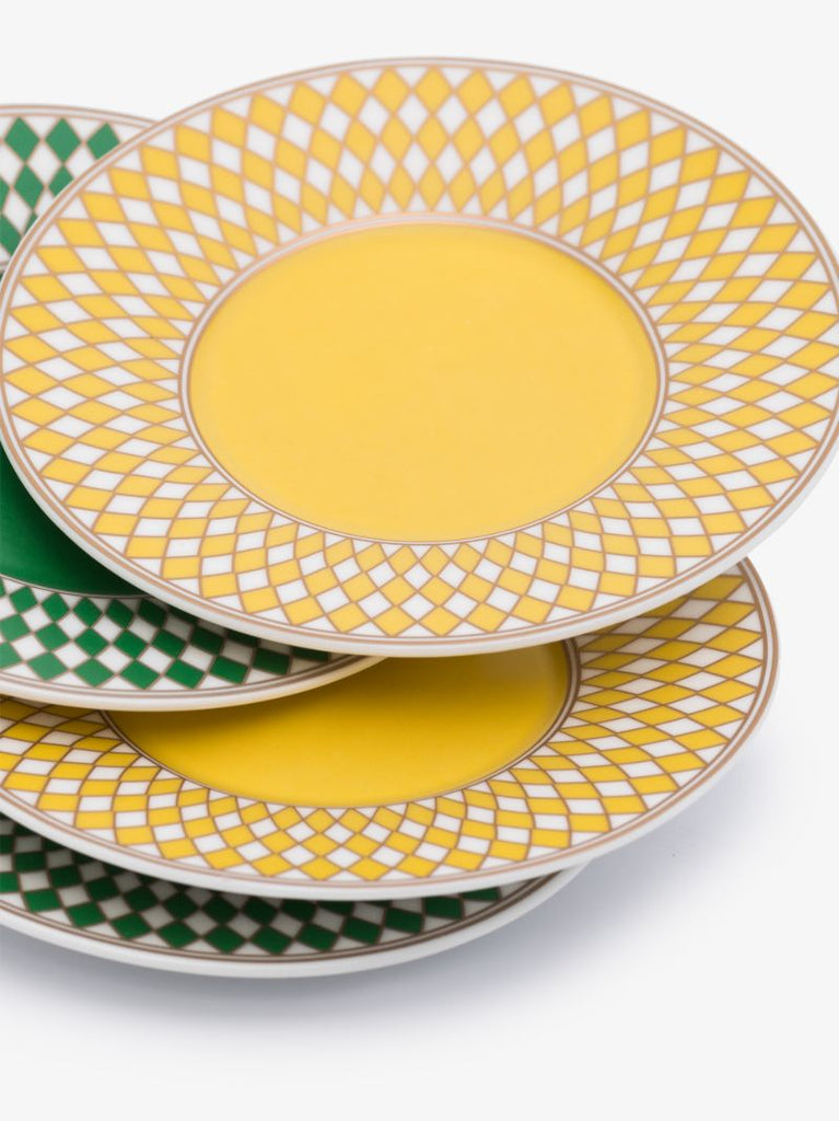 Green and Yellow Chess Espresso Cup Set
