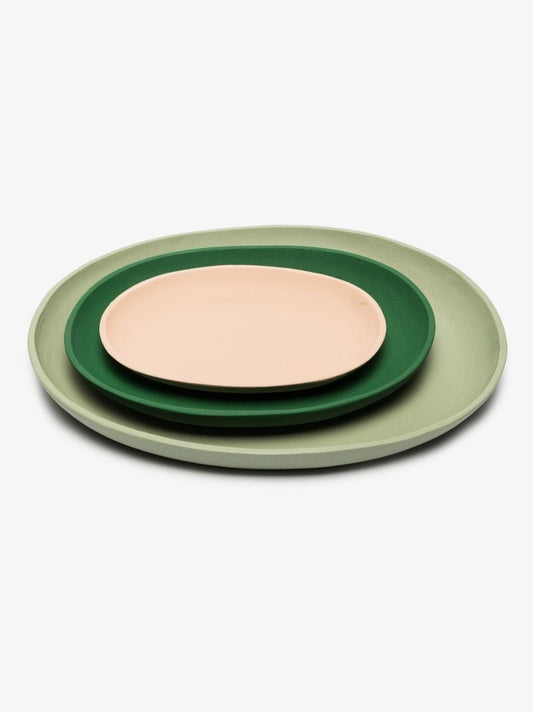 Green and Neutral Greek Tray Set
