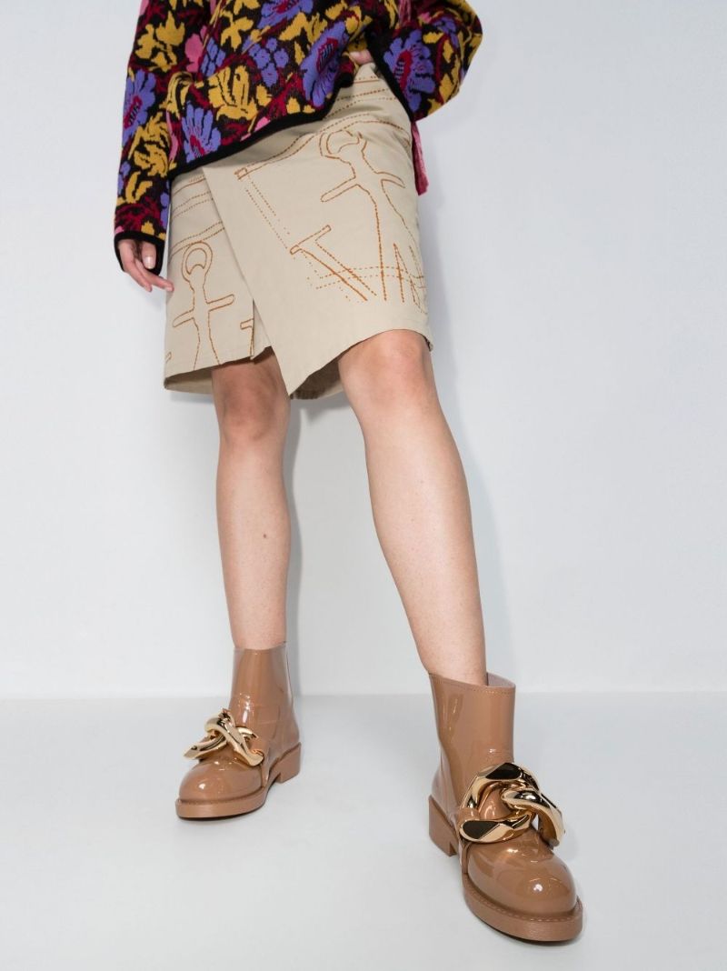 Brown Chain Rubber Boots